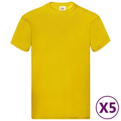 Fruit of the Loom T-shirts originais 5 pcs algodão XXL amarelo