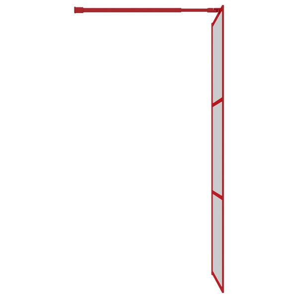 vidaXL Divis&oacute;ria de chuveiro 80x195 cm vidro transparente ESG vermelho