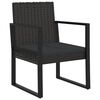 vidaXL Poltrona de jardim com almofad&atilde;o vime PE preto