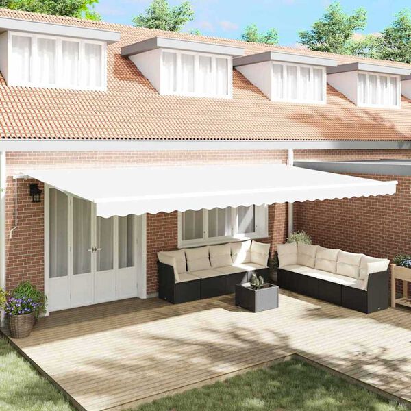 vidaXL Toldo Retr&aacute;til Manual Branco 600 &times; 350 cm Poli&eacute;ster e Alum&iacute;nio