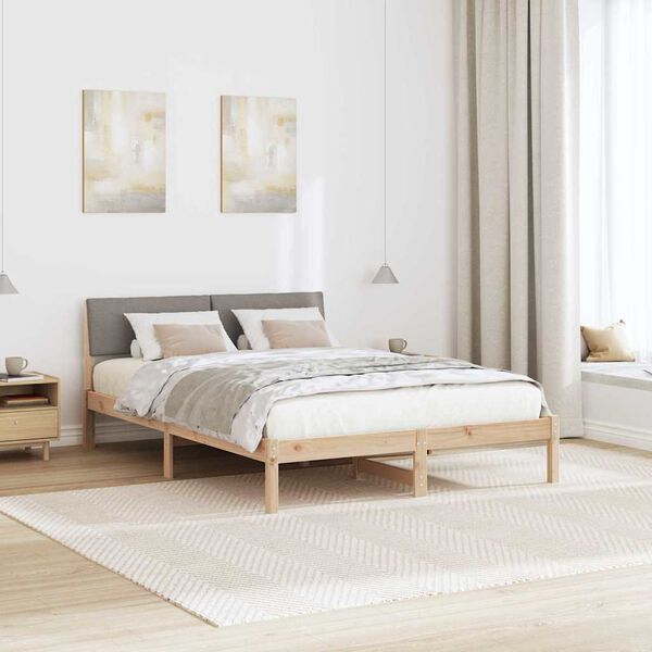 vidaXL Estrutura da cama com cabeceira Marrom e taupe 140 x 190 cm