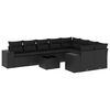 vidaXL 10 pcs conjunto sof&aacute;s de jardim c/ almofad&otilde;es vime PE preto