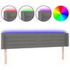 vidaXL Cabeceira cama c/ luzes LED tecido 203x16x78/88cm cinza-escuro