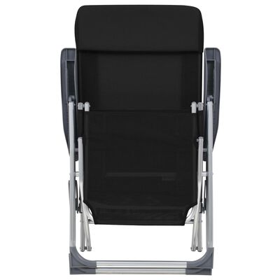 vidaXL Cadeiras campismo dobráveis c/ apoio pés 2 pcs textilene preto