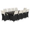 vidaXL 11 pcs conjunto de bistr&ocirc; p/ jardim c/ almofad&otilde;es vime PE preto