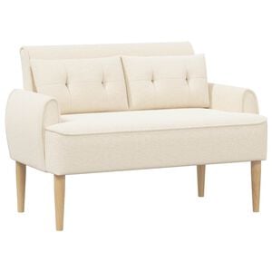 vidaXL Sof&aacute; de dois lugares com bot&atilde;o acolchoado Creme Boucl&eacute;