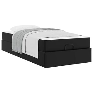vidaXL Estrutura de cama com colch&atilde;o com colch&atilde;o 2 pcs Preto PVC
