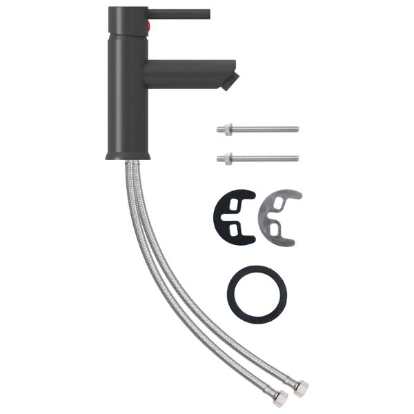 vidaXL Torneira para lavatório de casa de banho 130x176 mm cinzento