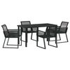 vidaXL Conjunto de Jantar para Jardim 5 unid. Preto A&ccedil;o revestido a p&oacute;