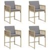 vidaXL Cadeiras de jardim com almofad&otilde;es 4 pcs vime PE bege misturado