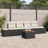 vidaXL Conjunto de Sof&aacute; de Jardim 5 pcs Preto Rattan Sint&eacute;tico