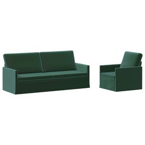 vidaXL Conjunto de Sof&aacute;s 2 pcs Verde-Escuro Veludo (V)