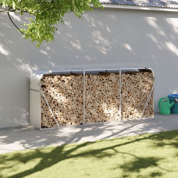 vidaXL Suporte de lenha 234x45x100 cm aço galvanizado prateado