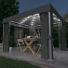 vidaXL Gazebo com cortinas e cordões de luzes LED 3x3 m antracite