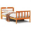 vidaXL Estrutura cama c/ cabeceira 100x200cm pinho maci&ccedil;o castanho-mel