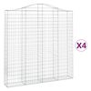 vidaXL Cestos gabi&atilde;o arqueados 4pcs 200x30x200/220cm ferro galvanizado