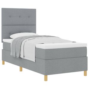 vidaXL Cama Box com colch&atilde;o Cinzento-claro 90 x 200 cm tecido