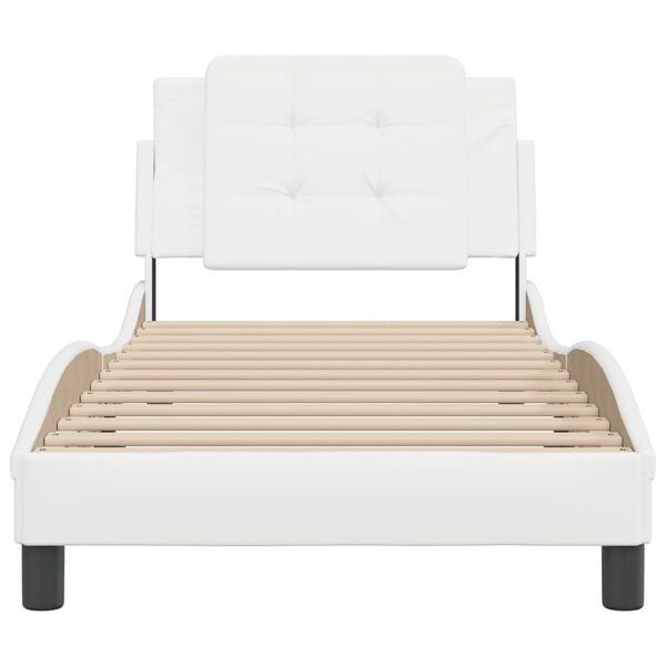 vidaXL Estrutura de cama sem colchão Zadar couro artificial 80x200cm branco