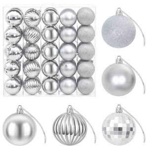 vidaXL Conjunto de Bolas de Natal 75 unid. Prateado 6 cm Poliestireno