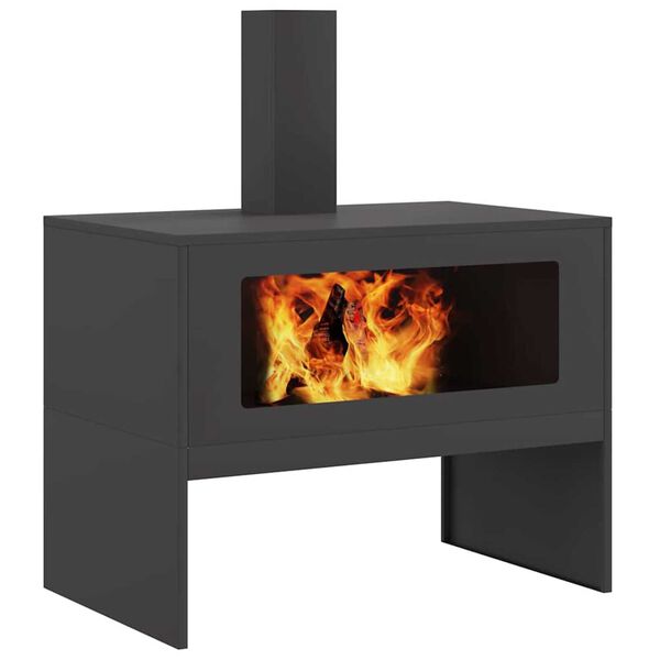vidaXL Fire Pit Preto 80 x 50 x 96 cm Aço laminado a frio