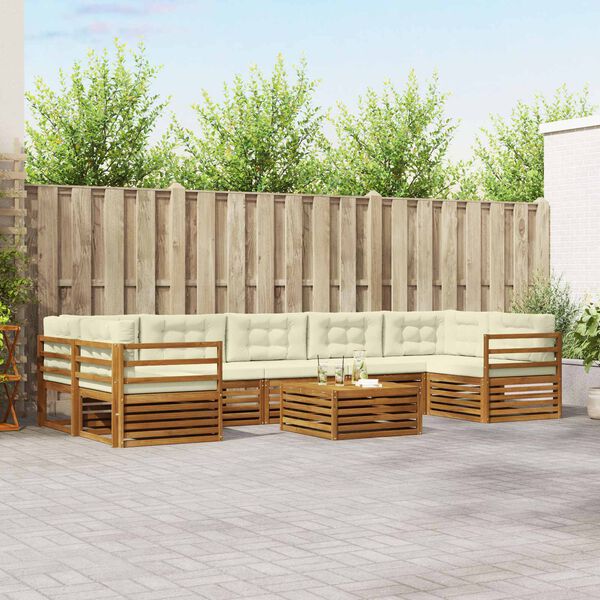 vidaXL Conjunto de Sof&aacute;s para Exterior 8 pcs Natural e Creme