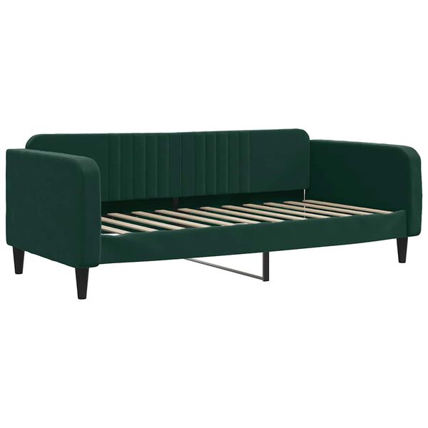 vidaXL Sof&aacute;-cama c/ gavet&atilde;o e colch&otilde;es 90x200cm veludo verde-escuro