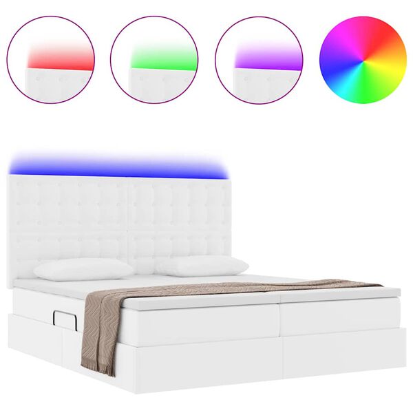 vidaXL Cama com luzes de tira LED Branco Puro 200 x 200 cm PVC