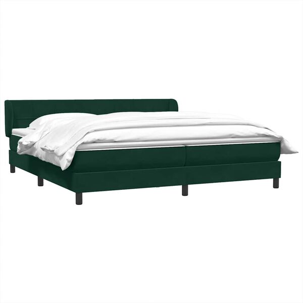 vidaXL Cama com molas colch&otilde;es 200x210 cm veludo verde-escuro