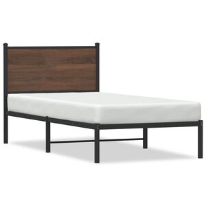 vidaXL Estrutura de cama sem colch&atilde;o 75x190 cm metal carvalho castanho