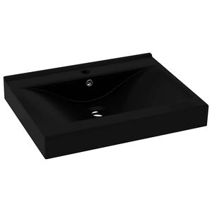 vidaXL Lavat&oacute;rio c/ orif&iacute;cio de torneira 60x46 cm cer&acirc;mica preto mate