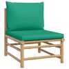vidaXL 5 pcs conjunto lounge de jardim bambu c/ almofadões verdes