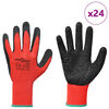 vidaXL Luvas de Trabalho 24 pcs Vermelho e Preto 11 / XXL