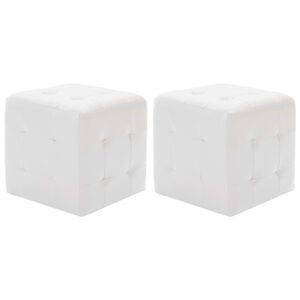 vidaXL Pufe 2 pcs 30x30x30 cm couro artificial branco