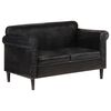 vidaXL Sof&aacute; de 2 lugares em couro genu&iacute;no preto
