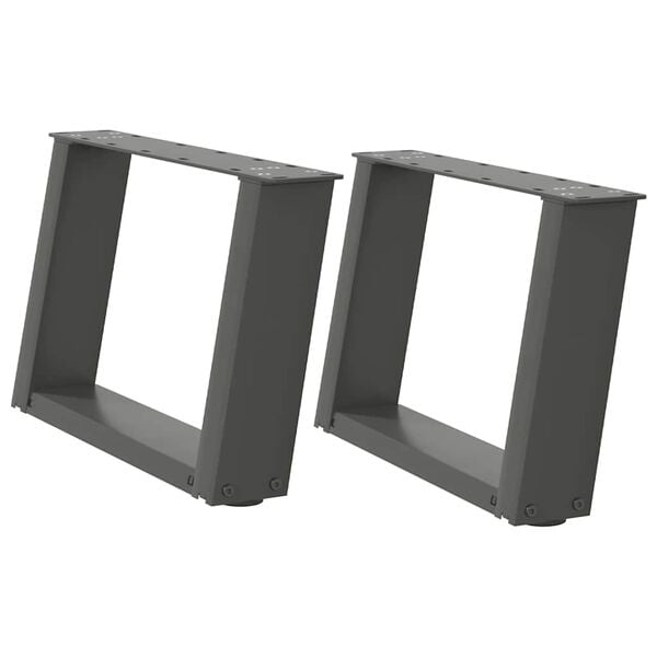 vidaXL P&eacute;s para mesa de centro em forma de U, 2 pe&ccedil;as, antracite, 50x(30-31) cm, a&ccedil;o