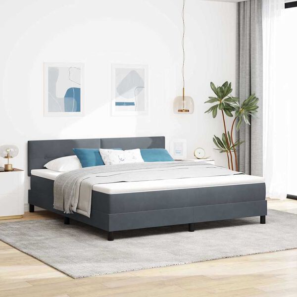 vidaXL Cama Box Spring com Colch&atilde;o Cinzento escuro 180 x 200 cm tecido