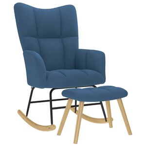 vidaXL Cadeira de baloi&ccedil;o com apoio de p&eacute;s tecido azul