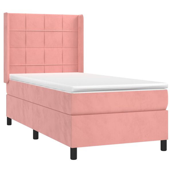 vidaXL Cama com molas/colch&atilde;o 80x200 cm veludo rosa