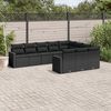 vidaXL 10 pcs conjunto sof&aacute;s de jardim c/ almofad&otilde;es vime PE preto
