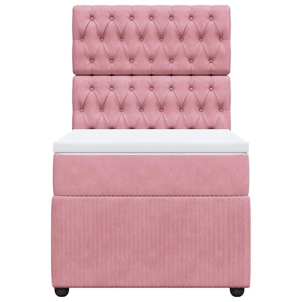 vidaXL Cama com molas/colch&atilde;o 90x200 cm veludo rosa
