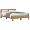 vidaXL Estrutura da Cama com fitas LED Carvalho Artesanal 140 x 190 cm