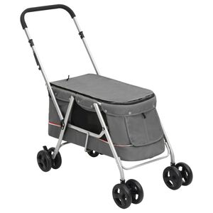 vidaXL Carrinho dobrável para cães 100x49x96 cm tecido linho cinzento