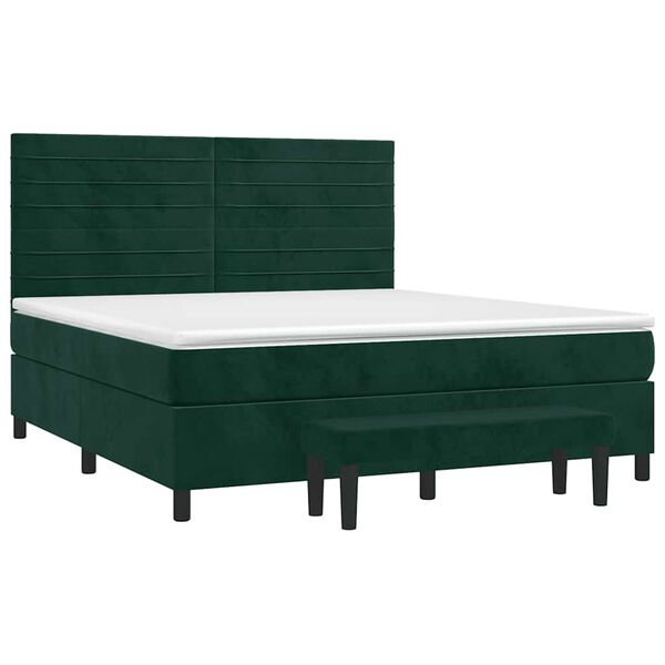 vidaXL Cama com molas/colch&atilde;o 180x200 cm veludo verde-escuro