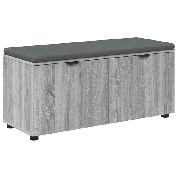 vidaXL Banco de Hall com almofada Cinza Sonoma 100 x 38 x 46 cm