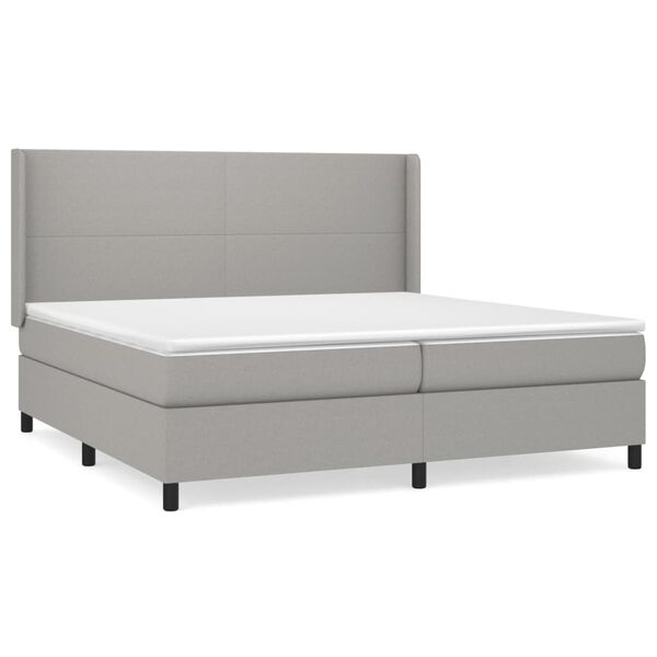 vidaXL Cama com molas/colch&atilde;o 200x200 cm tecido cinza-claro