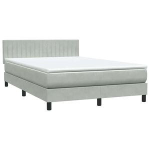 vidaXL Cama com molas/colch&atilde;o 160x220 cm veludo cinzento-claro