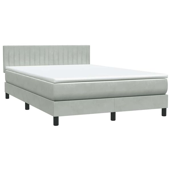 vidaXL Cama com molas/colch&atilde;o 160x220 cm veludo cinzento-claro