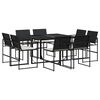 vidaXL 9 pcs conjunto de jantar p/ jardim c/ almofad&otilde;es vime PE preto