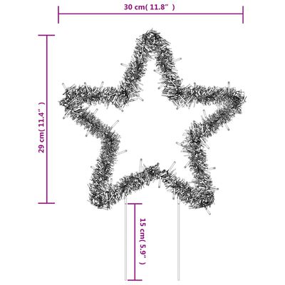 vidaXL Decoração estrela de Natal c/ luz e estacas 3 pcs 50 LEDs 29 cm