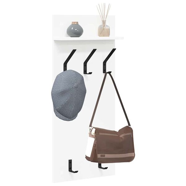 vidaXL Cabideiro de Parede Branco 40 x 10 x 90 cm Madeira processada